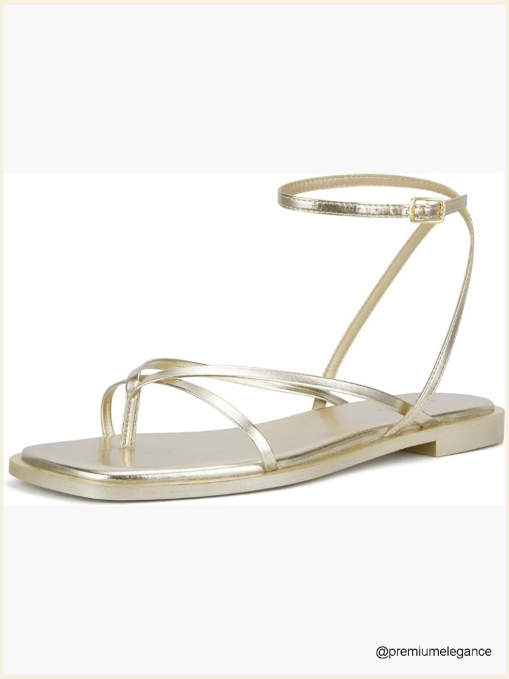 Square Toe Strappy Ankle Strap Flat Sandals